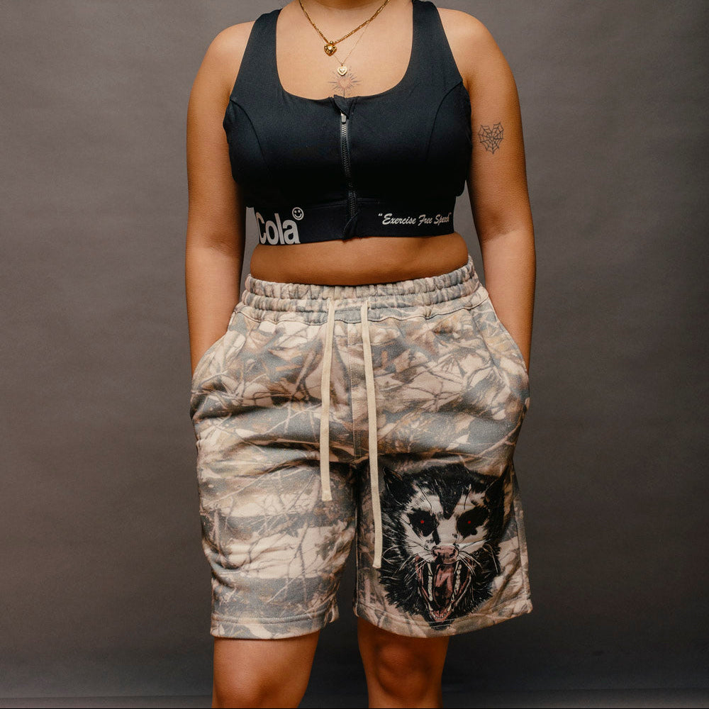 "POSSUM" WOODLAND CAMO SHORTS