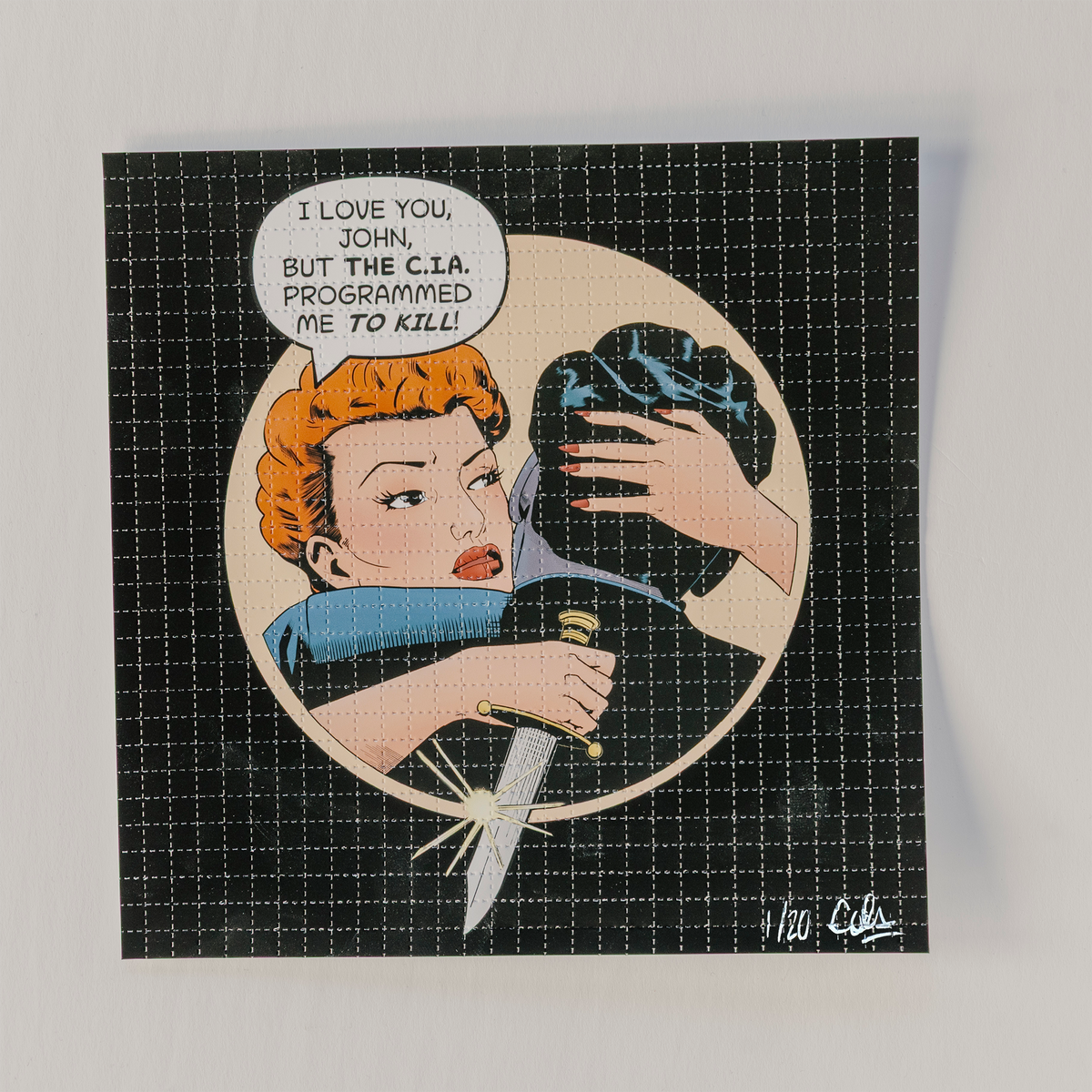 "I LOVE YOU, JOHN" LSD BLOTTER PRINT